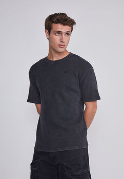 Polera Hombre Waffle Basica Negro Sioux